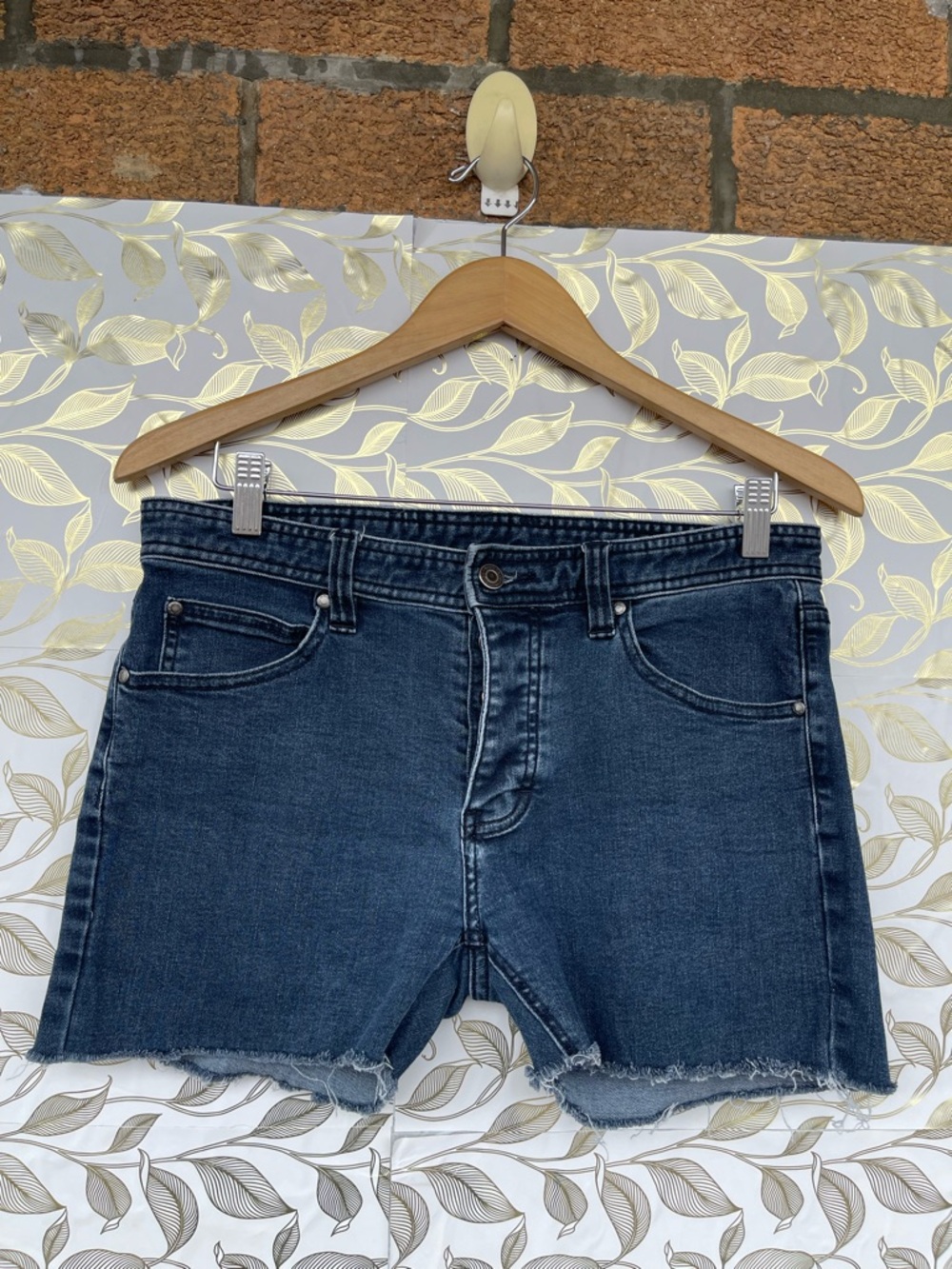 Nasty Pig Raw Hem Denim Shorts 32 Button Fly Dark Wash Streetwear Grunge Core